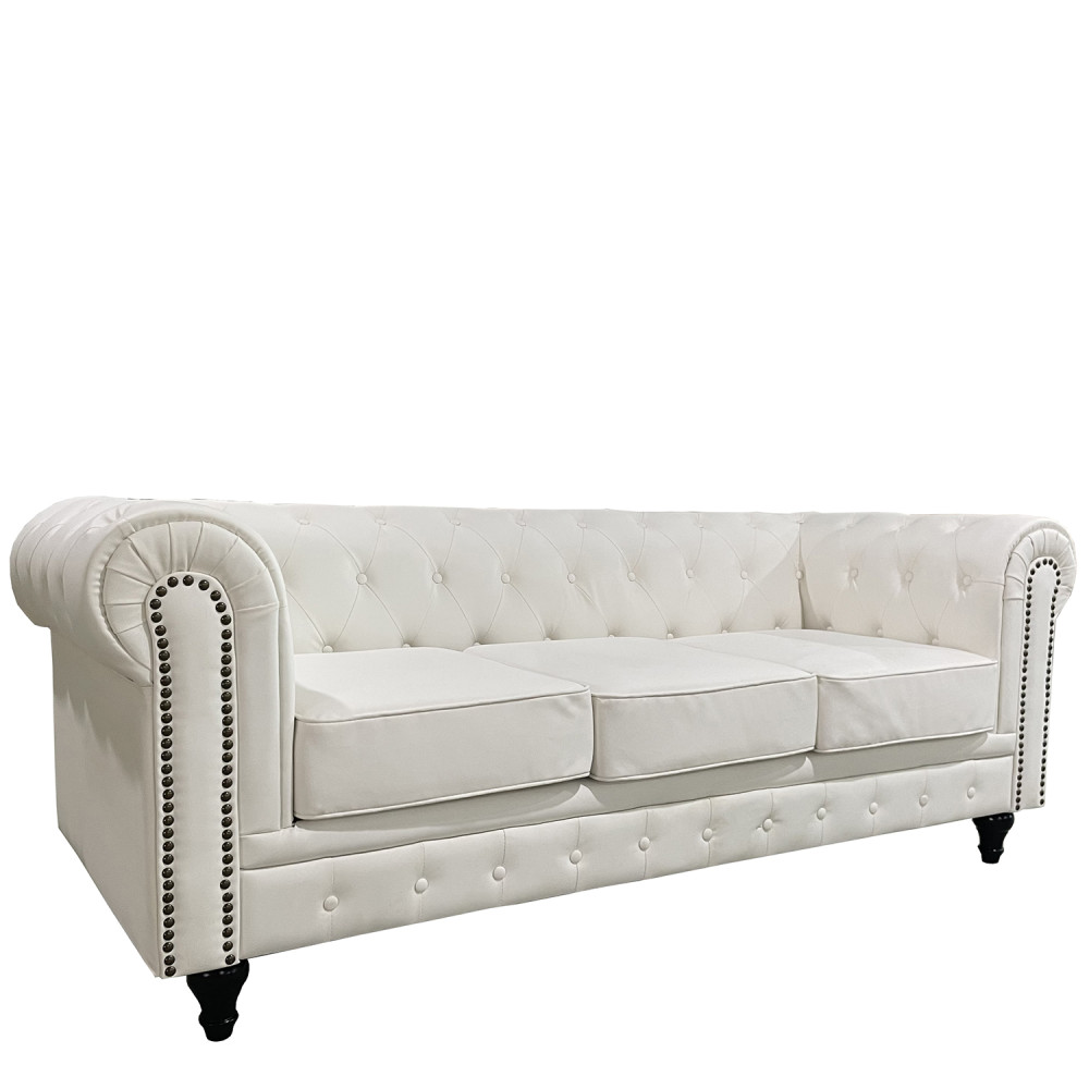 Καναπές Τριθέσιος ArteLibre AVERY Λευκό PU 208x90x73cm