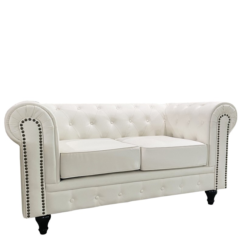 Καναπές Διθέσιος ArteLibre AVERY Λευκό PU 155x90x73cm
