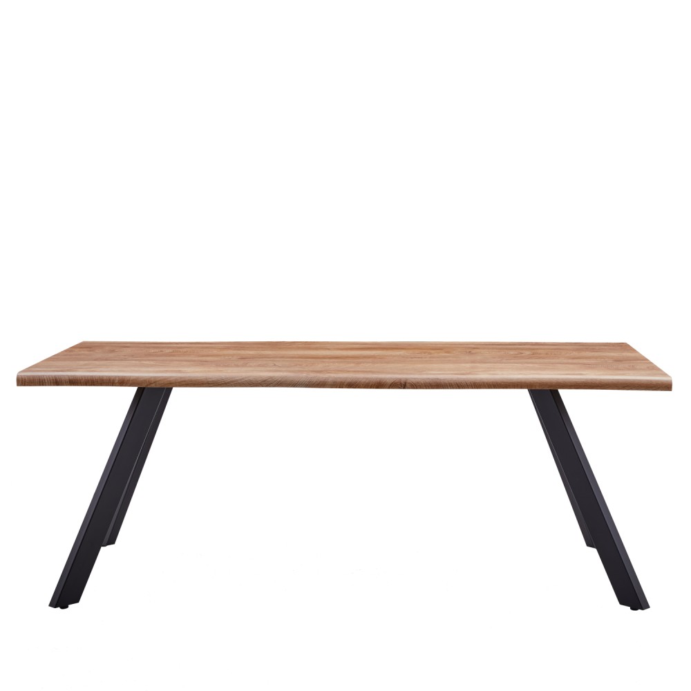 Τραπέζι Τραπεζαρίας ArteLibre AOSA Honey Maple/Μαύρο MDF/Μέταλλο 180x90x76cm