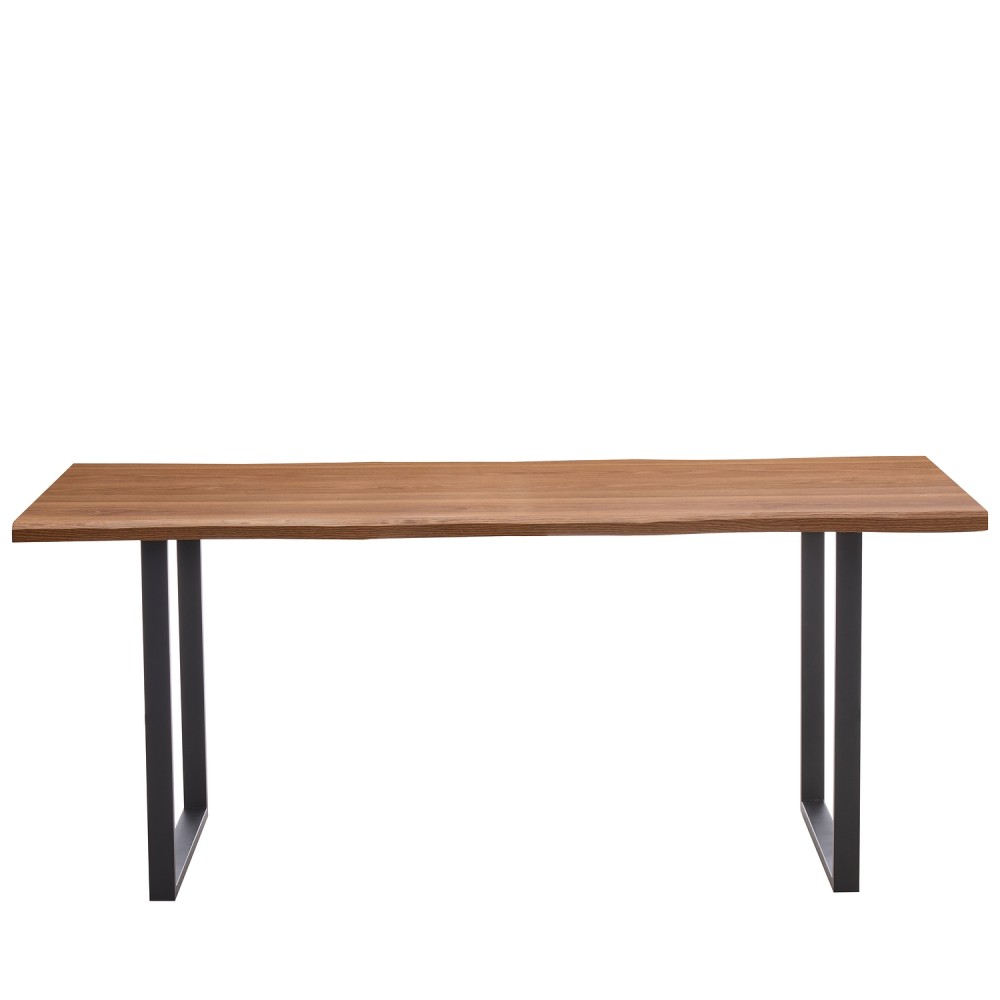 Τραπέζι Τραπεζαρίας ArteLibre AEMON Σκούρο Ακακία/Μαύρο Μέταλλο/Μοριοσανίδα 180x90x75cm