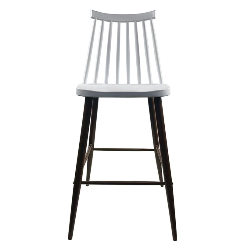 Σκαμπό Bar ArteLibre MARANTA Λευκό/Καρυδί PP/Μέταλλο 45x46x97cm