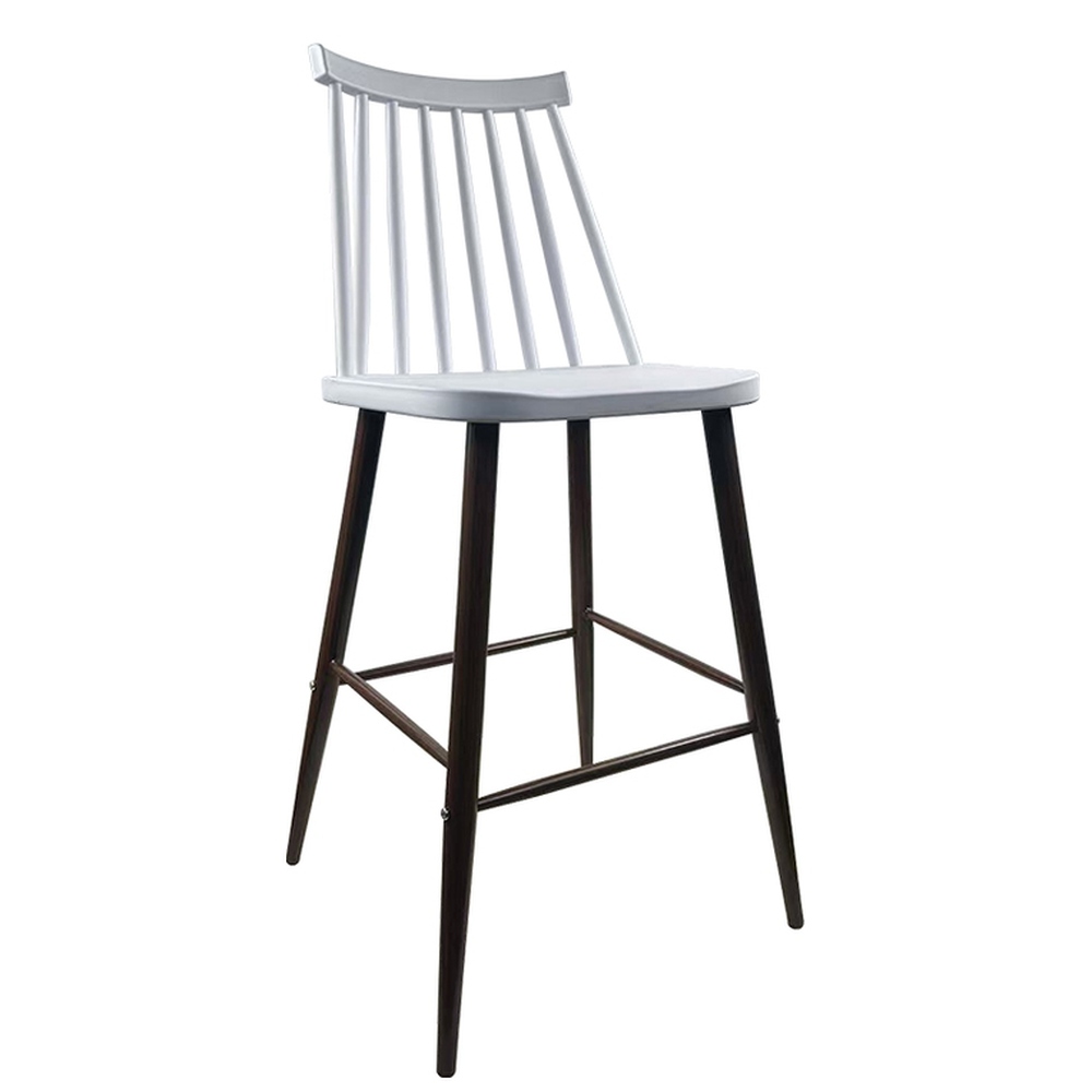 Σκαμπό Bar ArteLibre MARANTA Λευκό/Καρυδί PP/Μέταλλο 45x46x97cm