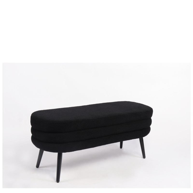 Παγκάκι Ottoman ArteLibre TONDO Μαύρο Ύφασμα Teddy/Μέταλλο 42x112x44cm