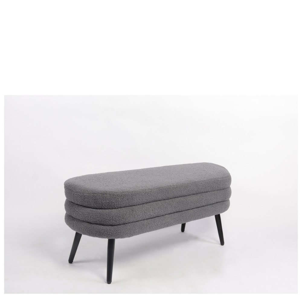Παγκάκι Ottoman ArteLibre TONDO Γκρι Ύφασμα Teddy/Μέταλλο 42x112x44cm