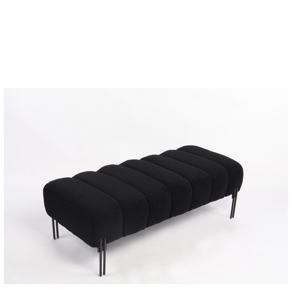Παγκάκι Ottoman ArteLibre KUBO Μαύρο Ύφασμα Teddy/Μέταλλο 40x116.5x50cm