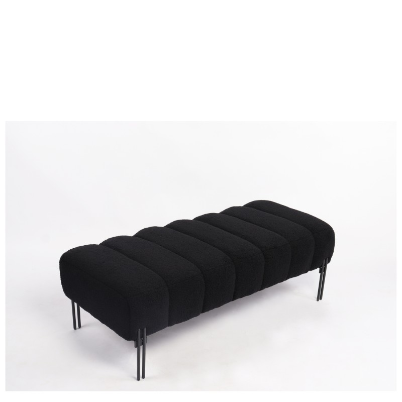 Παγκάκι Ottoman ArteLibre KUBO Μαύρο Ύφασμα Teddy/Μέταλλο 40x116.5x50cm