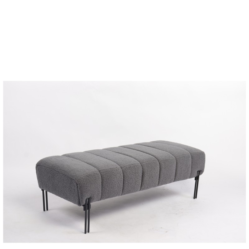 Παγκάκι Ottoman ArteLibre KUBO Γκρι Ύφασμα Teddy/Μέταλλο 40x116.5x50cm