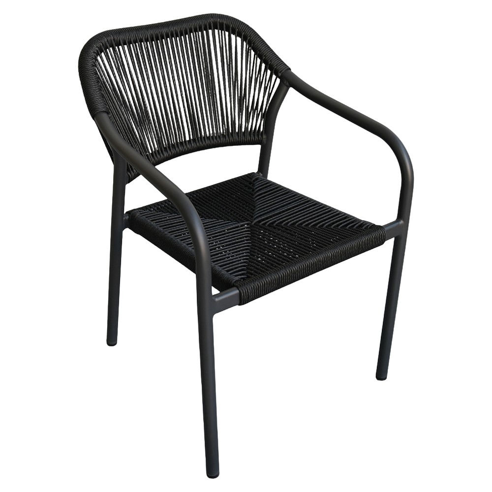 Πολυθρόνα Κήπου ArteLibre MOOREA Ανθρακί Αλουμίνιο/Rattan 58x56x79cm