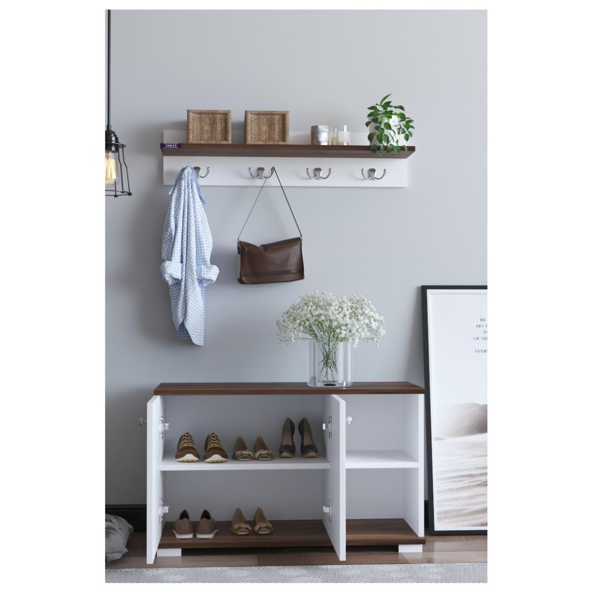 Έπιπλο Εισόδου ArteLibre FURAHA Καρυδί Μοριοσανίδα 90x33x52.2cm
