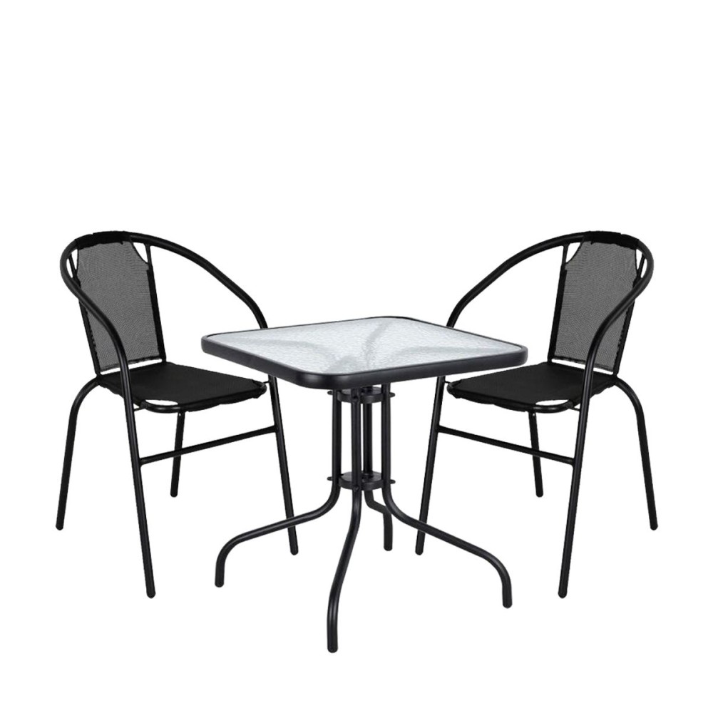 Σετ Τραπεζαρία Κήπου ArteLibre MARS Μέταλλο Μαύρο/Γκρι Με 2 Πολυθρόνες