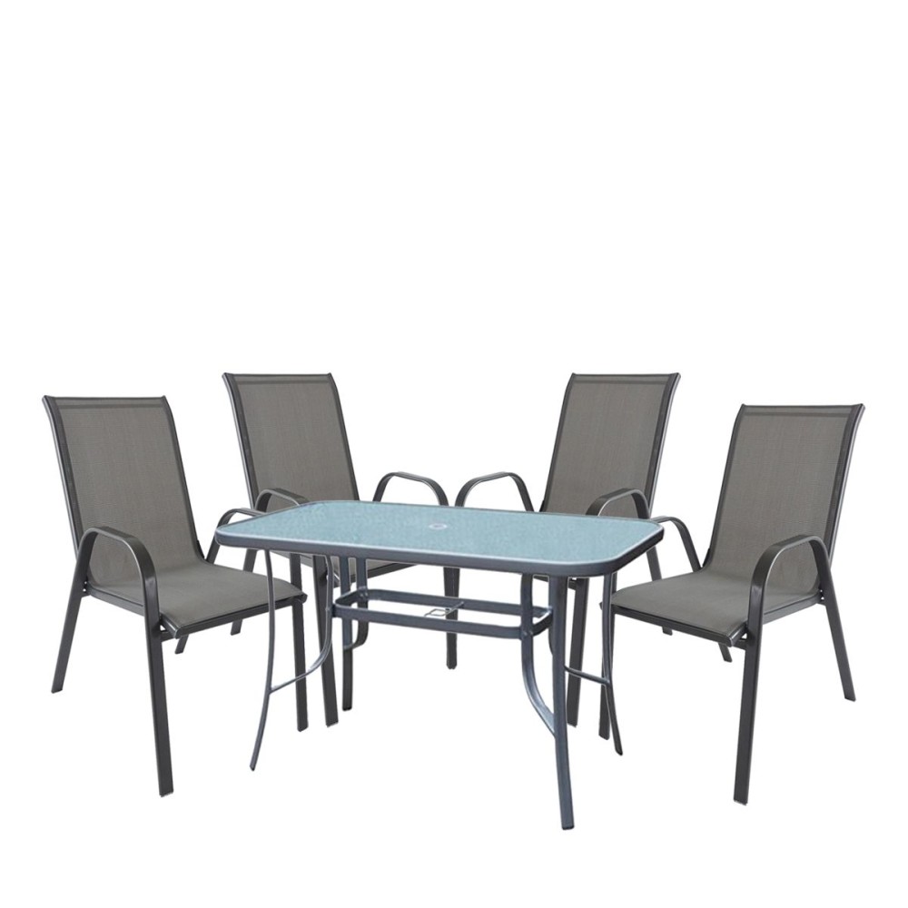 Σετ Τραπεζαρία Κήπου ArteLibre SUN Μέταλλο Γκρι Με 4 Πολυθρόνες