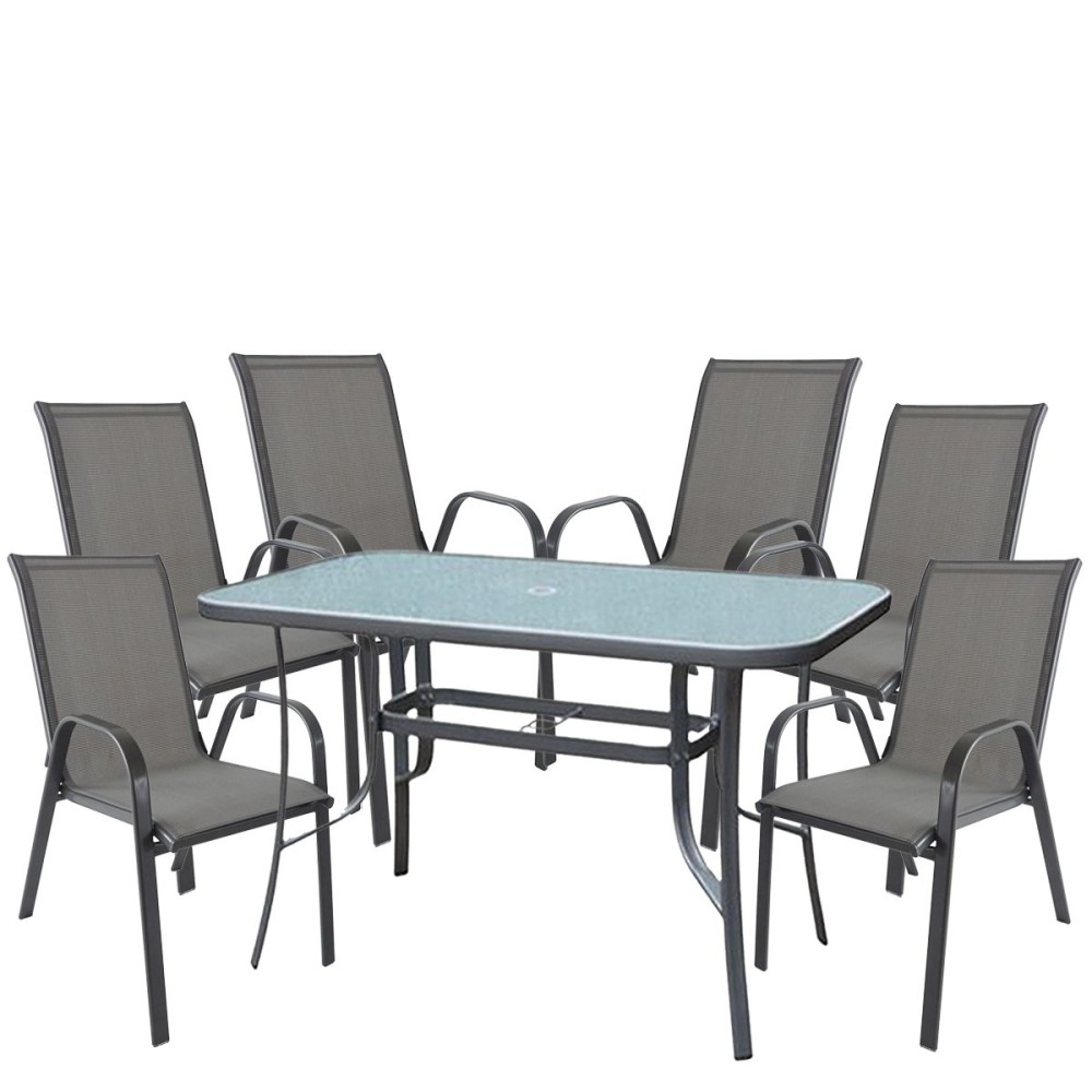 Σετ Τραπεζαρία Κήπου ArteLibre SUN Μέταλλο Γκρι Με 6 Πολυθρόνες 14990105