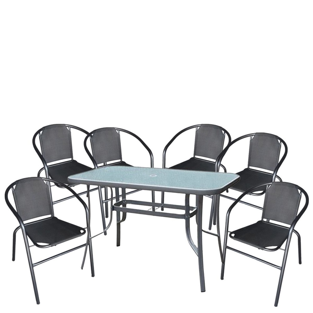 Σετ Τραπεζαρία Κήπου ArteLibre SUN Μέταλλο Γκρι/Μαύρο Με 6 Πολυθρόνες 14990107