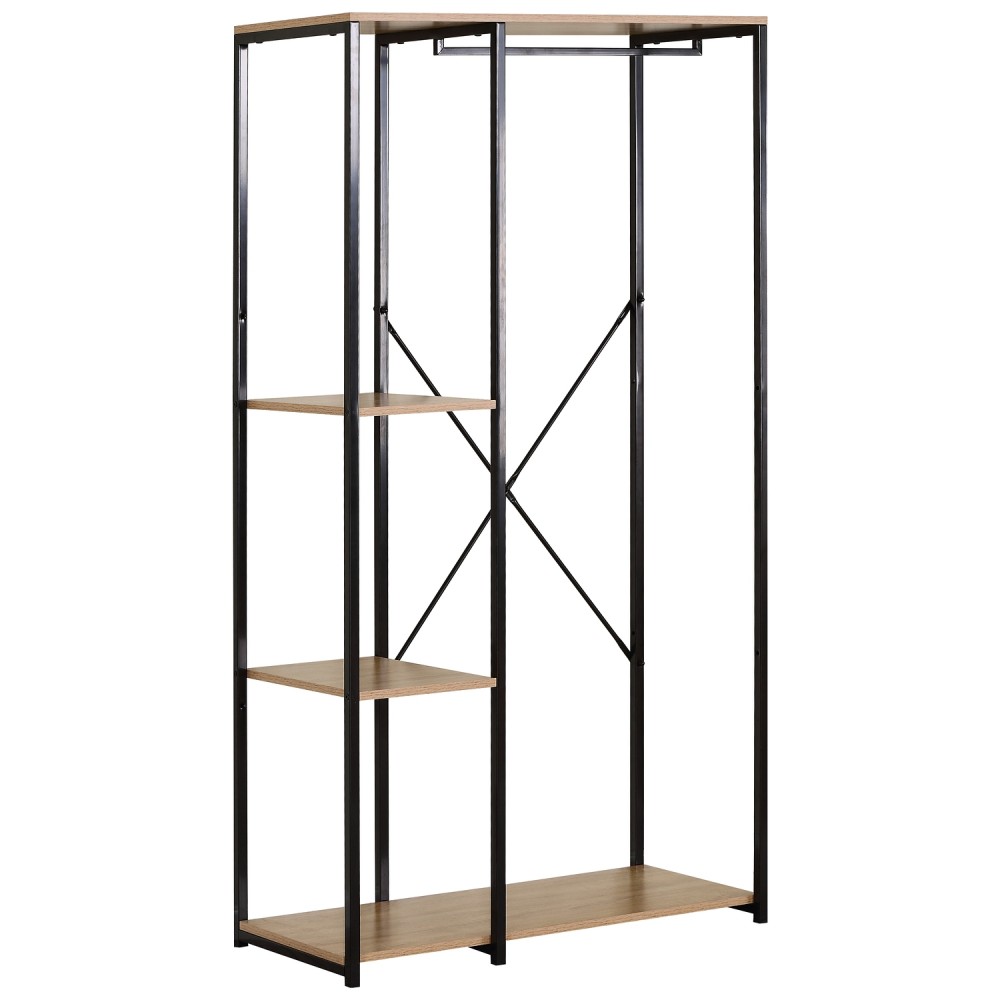 Κρεμάστρα Δαπέδου ArteLibre BINARY Δρυς/Μαύρο Μοριοσανίδα/Μέταλλο 90x40x167cm