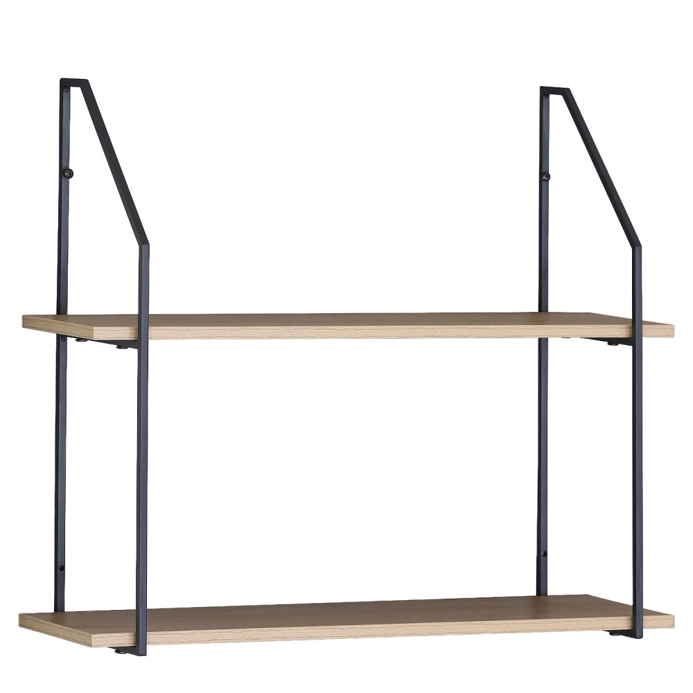 Ραφιέρα Τοίχου ArteLibre OLVAN Δρυς/Μαύρο MDF/Μέταλλο 65x20x52cm