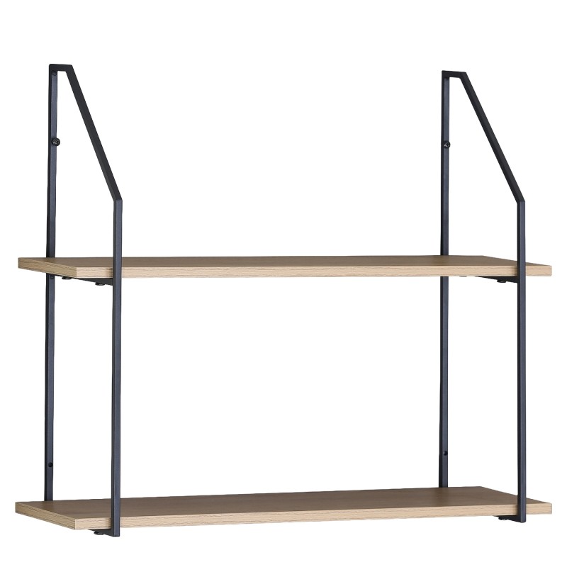 Ραφιέρα Τοίχου ArteLibre OLVAN Δρυς/Μαύρο MDF/Μέταλλο 65x20x52cm