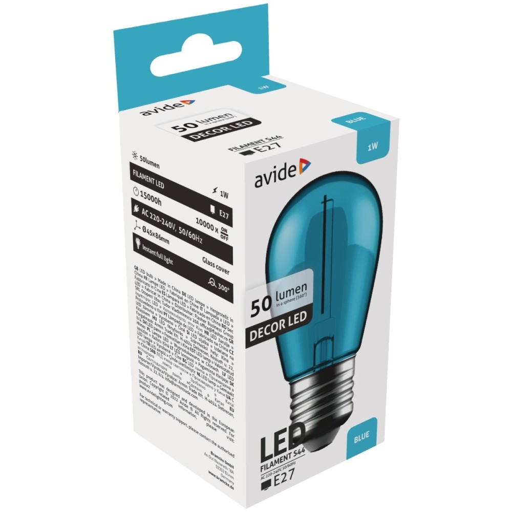 Avide Decor LED Filament bulb  1W E27 Blue