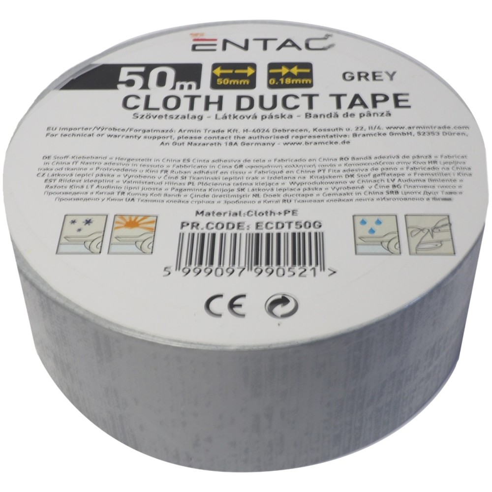 Entac Cloth Duct tape 0.18x50mm Grey 50m