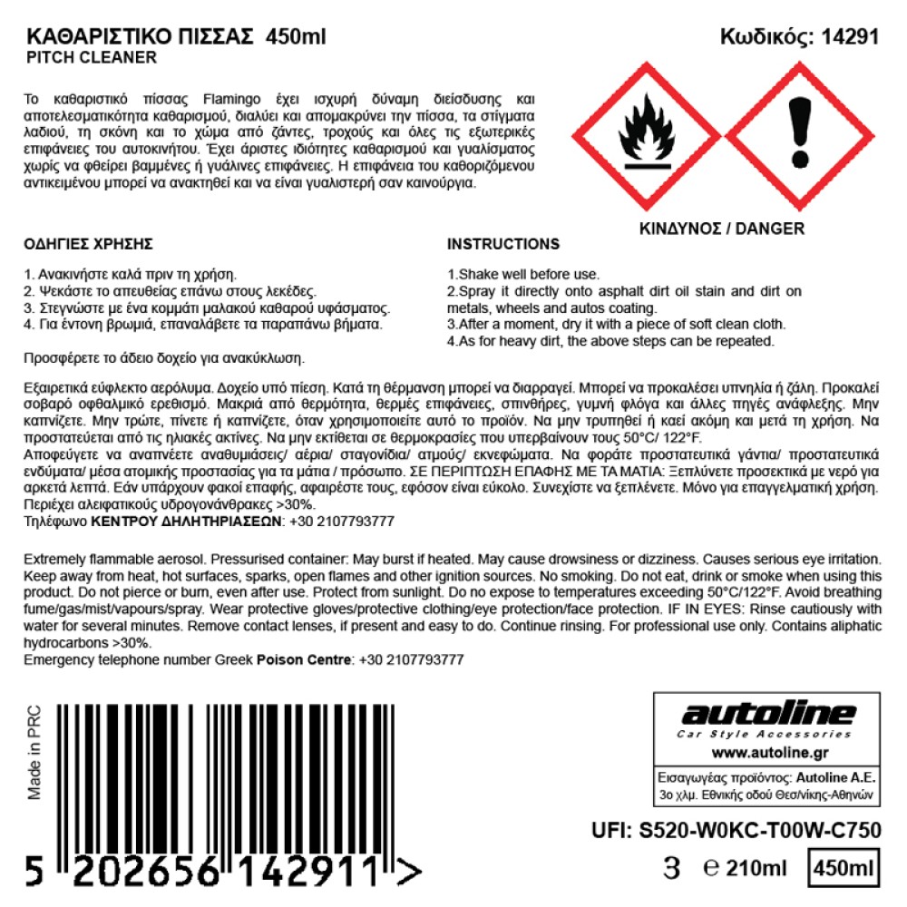 FLAMINGO ΚΑΘΑΡΙΣΤΙΚΟ ΠΙΣΣΑΣ 450ml