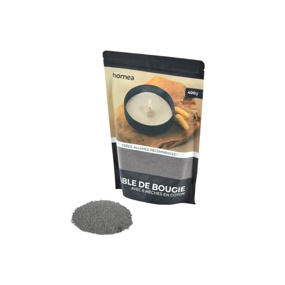 ΚΕΡΙΆ ΑΡΩΜΑΤΙΚΆ & ΔΙΑΚΟΣΜΗΤΙΚΆ SABLE DE BOUGIE AVEC 6 MECHES 400G NOIR 6SDC001NR
