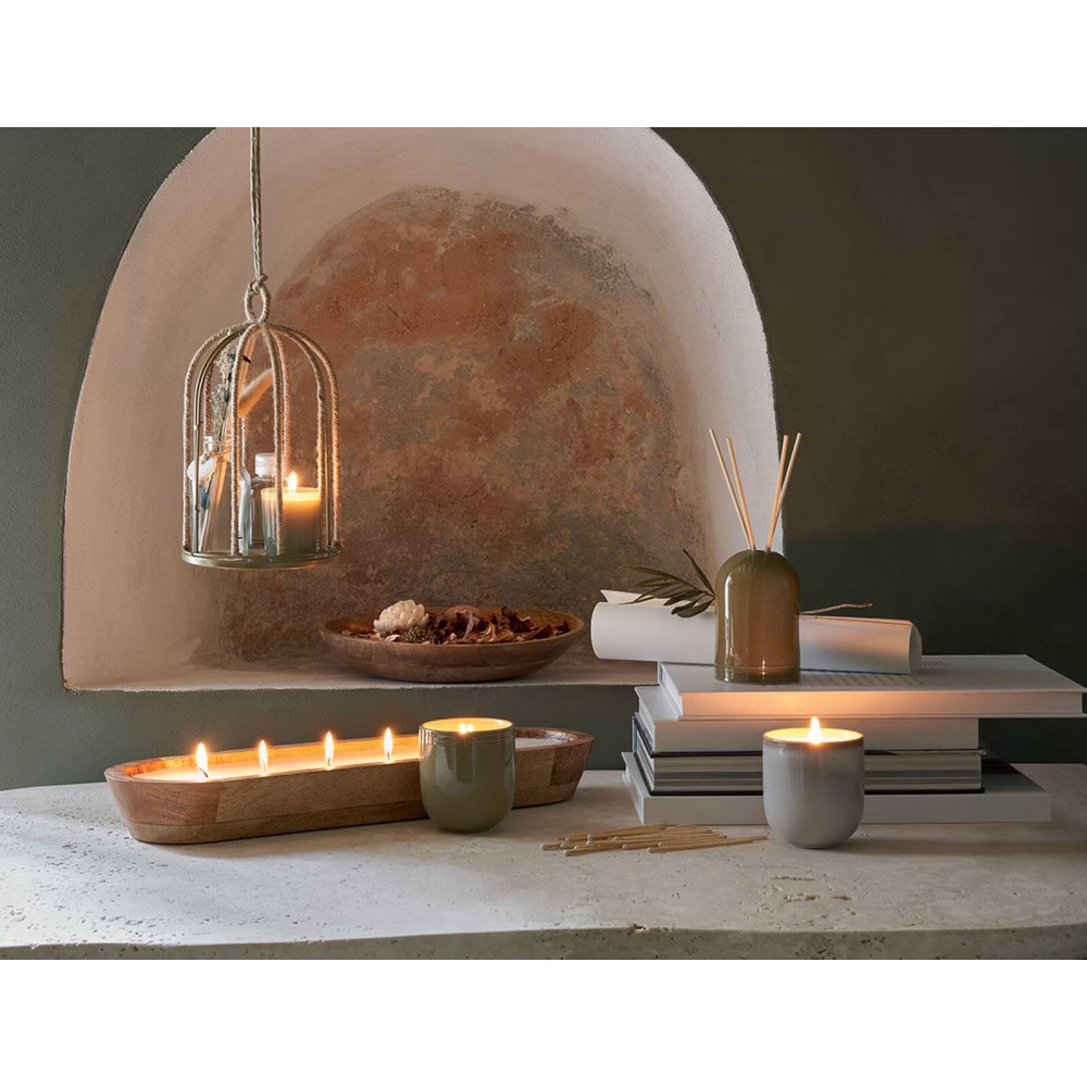 ΚΕΡΙΆ ΑΡΩΜΑΤΙΚΆ & ΔΙΑΚΟΣΜΗΤΙΚΆ ATMOSPHERA PAOLA LINEN WOOD CANDLE 900G