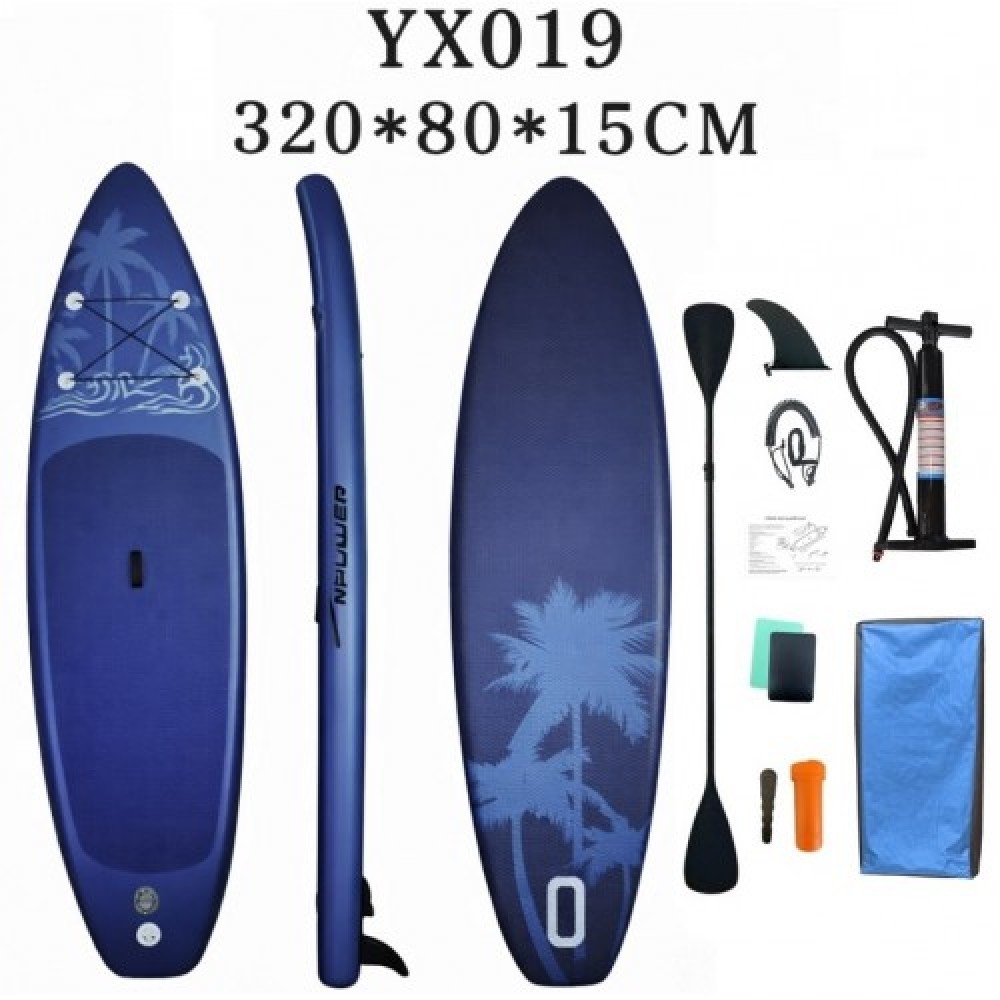 σανίδα SUP 1-YX19-24-25 φουσκωτή με ΔΙΠΛΟ κουπί, αξεσουάρ και σακίδιο μεταφοράς, 320x81x15cm,