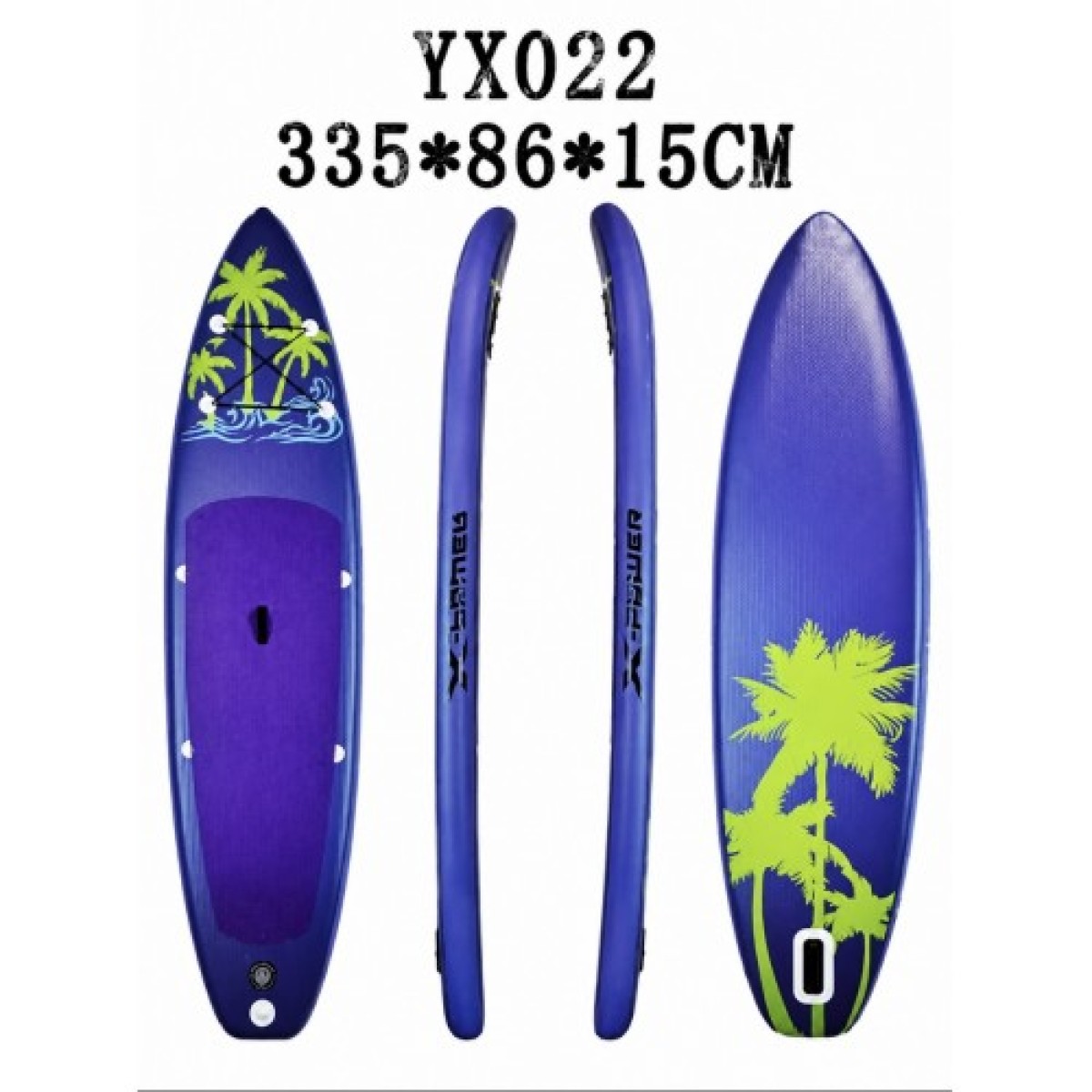 σανίδα SUP 1-YX022 φουσκωτή με ΔΙΠΛΟ κουπί, αξεσουάρ και σακίδιο μεταφοράς, 335x83x15cm,