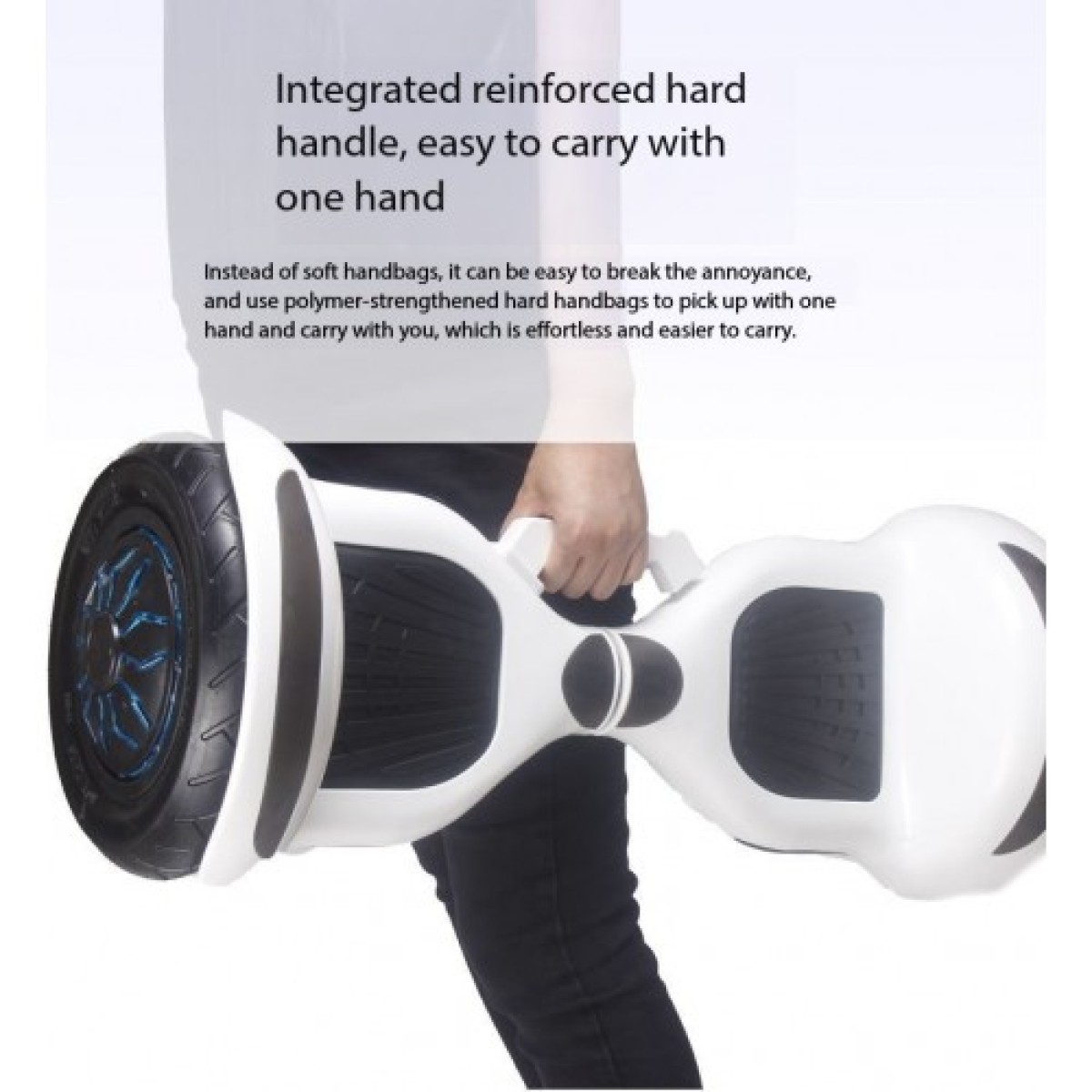 Hoverboard 10'' με αποσπώμενο Τιμόνι και Φωτιζόμενες Ρόδες με 3 Ταχύτητες έως 12km/h