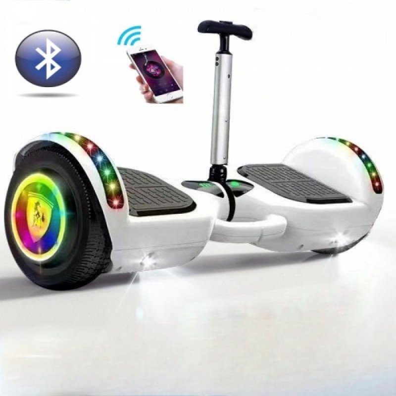 Hoverboard 10'' με αποσπώμενο Τιμόνι και Φωτιζόμενες Ρόδες με 3 Ταχύτητες έως 12km/h