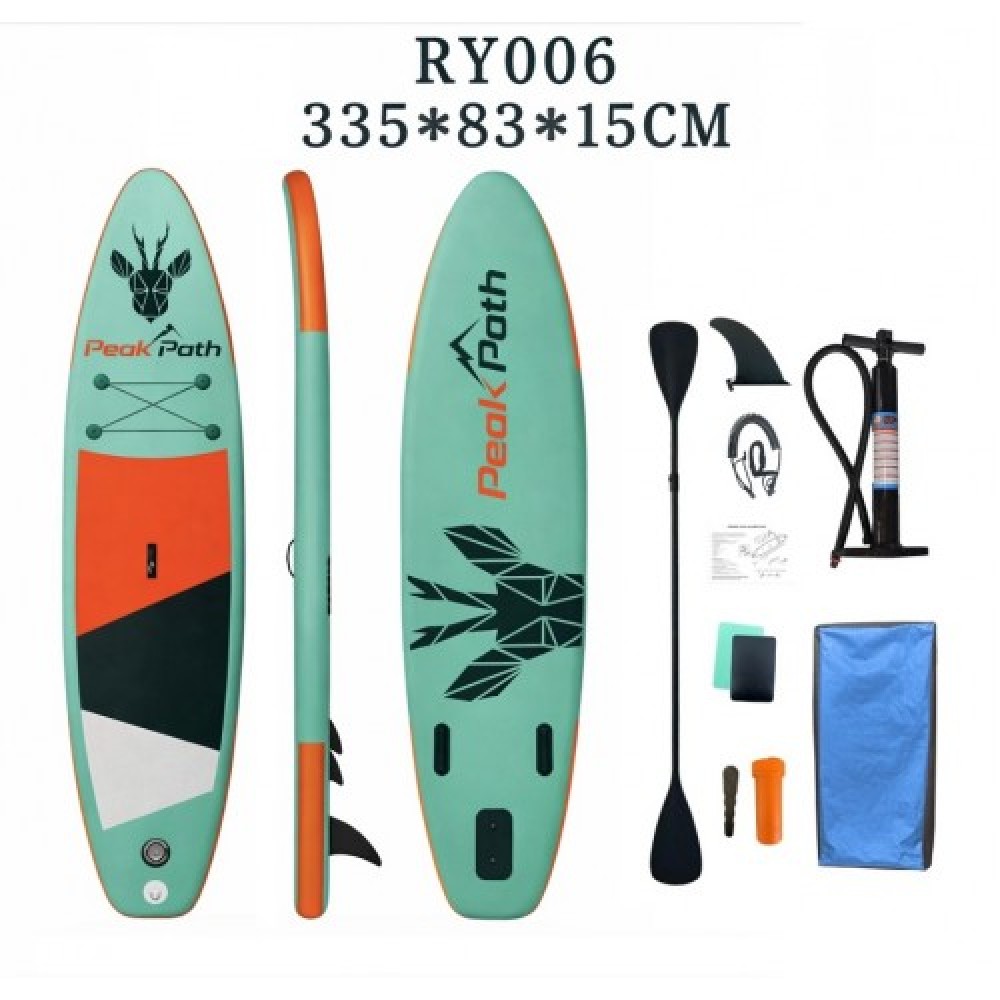 σανίδα SUP N-RY006 φουσκωτή με ΔΙΠΛΟ κουπί, αξεσουάρ και σακίδιο μεταφοράς, 335x83x15cm,
