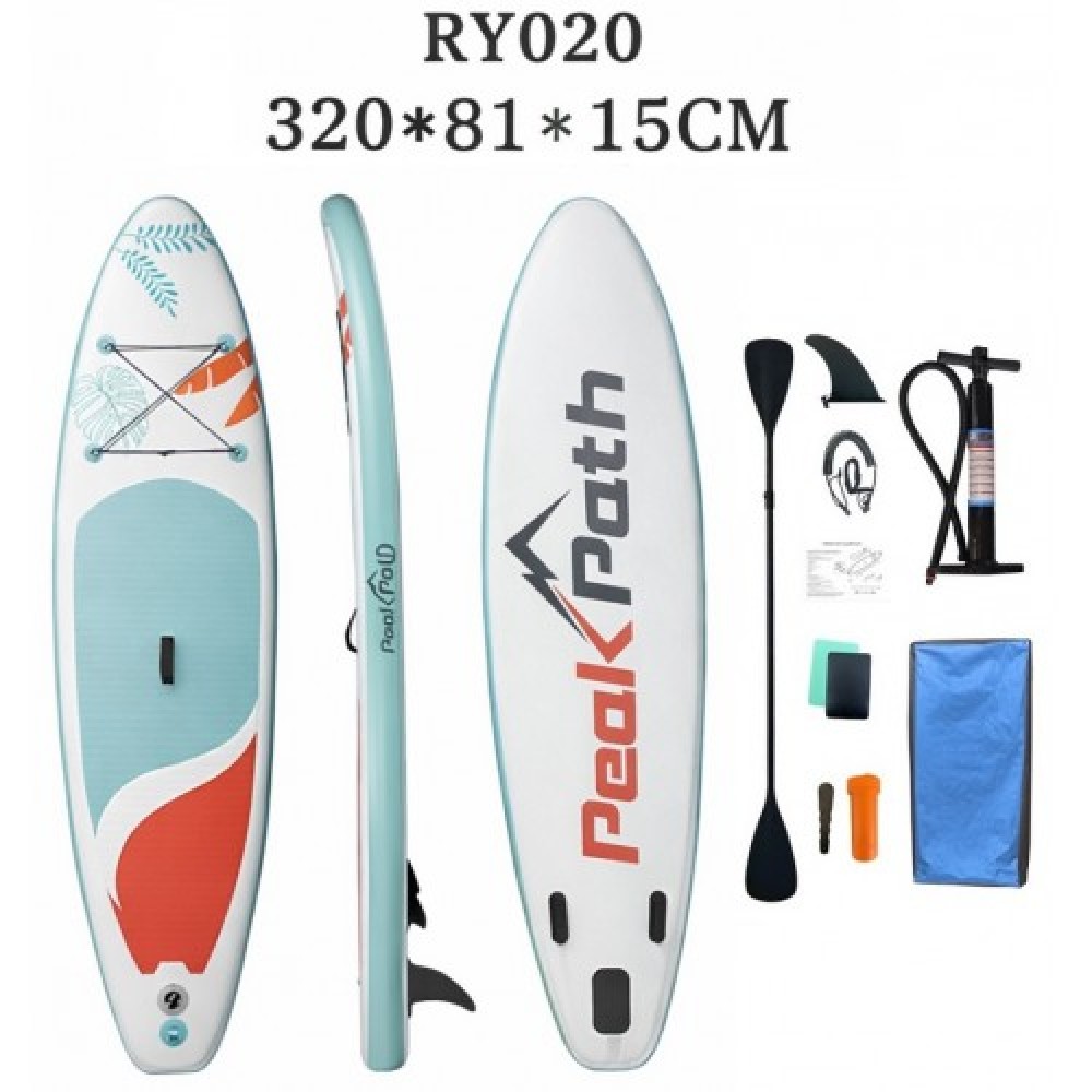 σανίδα SUP N-RY020 φουσκωτή με ΔΙΠΛΟ κουπί, αξεσουάρ και σακίδιο μεταφοράς, 320x81x15cm,