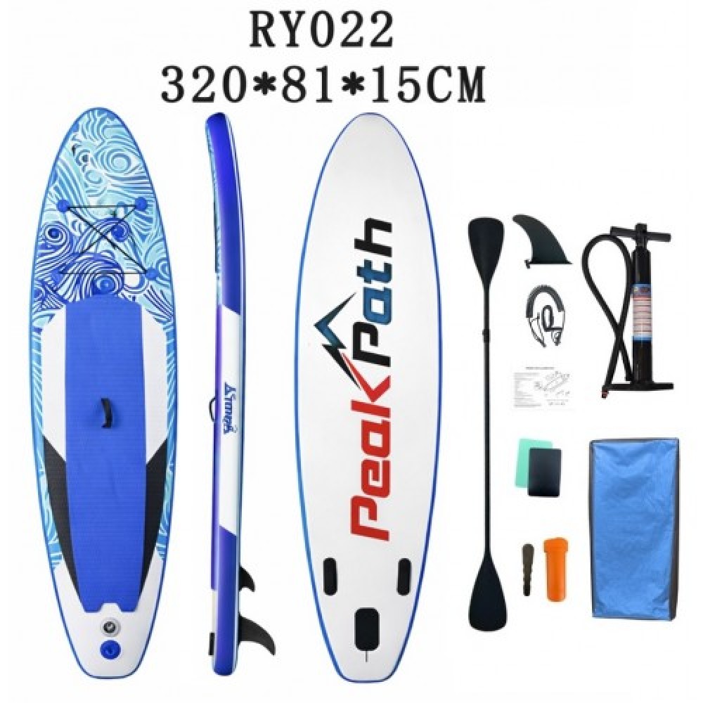σανίδα SUP N-RY022 φουσκωτή με ΔΙΠΛΟ κουπί, αξεσουάρ και σακίδιο μεταφοράς, 320x81x15cm,