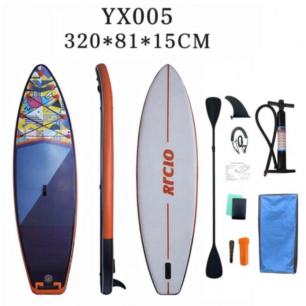 σανίδα SUP N-YX005 φουσκωτή με ΔΙΠΛΟ κουπί, αξεσουάρ και σακίδιο μεταφοράς, 320x81x15cm,