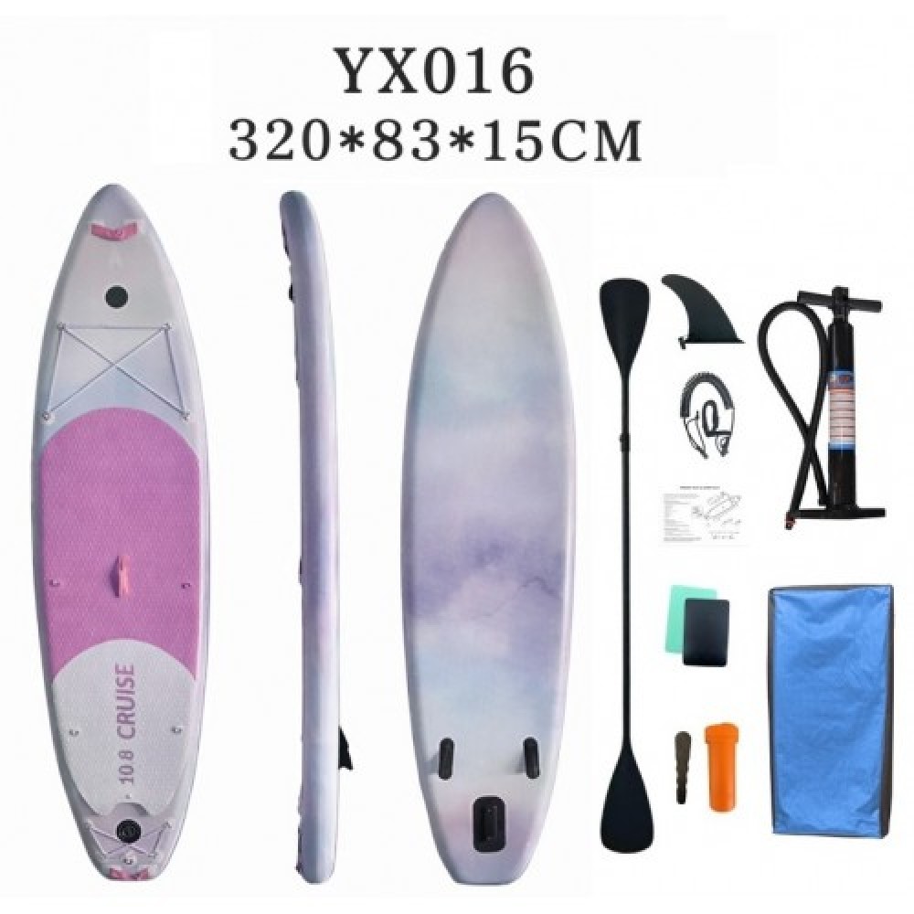 σανίδα SUP N-YX016 φουσκωτή με ΔΙΠΛΟ κουπί, αξεσουάρ και σακίδιο μεταφοράς, 320x83x15cm,