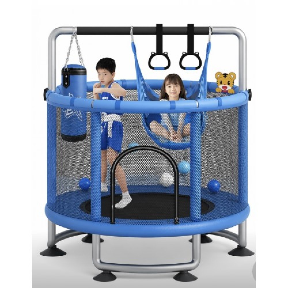 Τραμπολίνο Balance με δίχτυ προστασίας Διάμετρο 140cm και ύψος 120cm για μέγιστο βάρος έως 90 κιλά μπλε