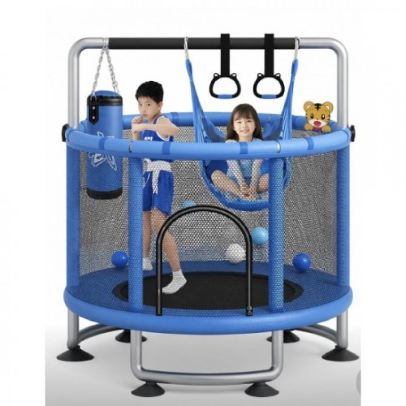 Τραμπολίνο Balance με δίχτυ προστασίας Διάμετρο 140cm και ύψος 120cm για μέγιστο βάρος έως 90 κιλά μπλε