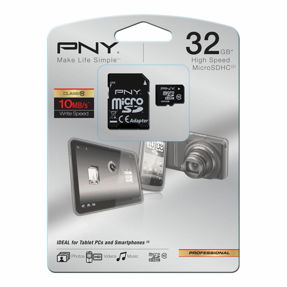 Κάρτα Μνήμης Micro SD με Αντάπτορα PNY ‎SDU32GBHC10HP-EF Κατηγορία 10 32 GB
