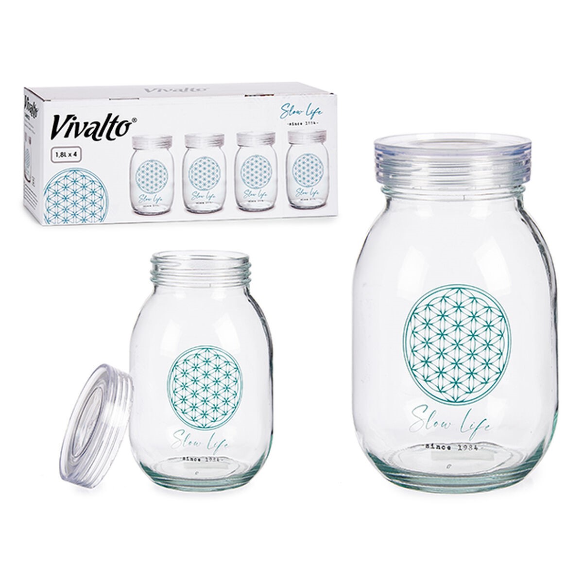 Σκάφος Slow Life Διαφανές Γυαλί (1800 ml) (4 Μονάδες)