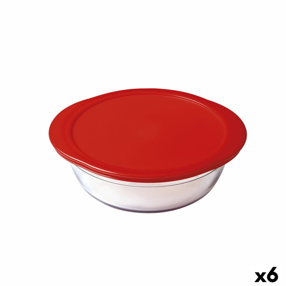 Στρογγυλό άπερ με Καπάκι Ô Cuisine Cook&store Ocu Κόκκινο 2,3 L 27 x 24 x 8 cm Γυαλί Σιλικόνη (x6)