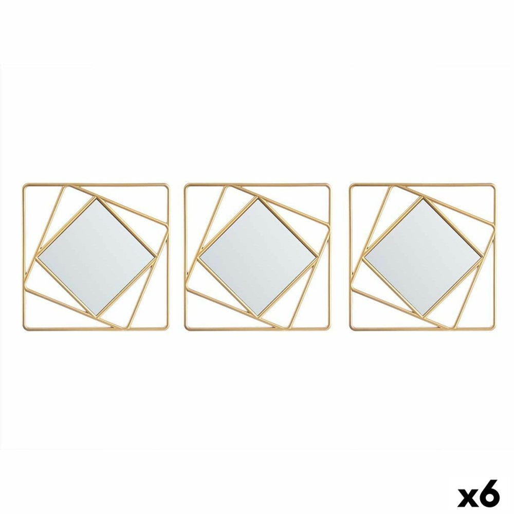 Παιχνίδι Καθρεφτών Τετράγωνο Αφηρημένο Χρυσό πολυπροπυλένιο 78 x 26 x 2,5 cm (x6)