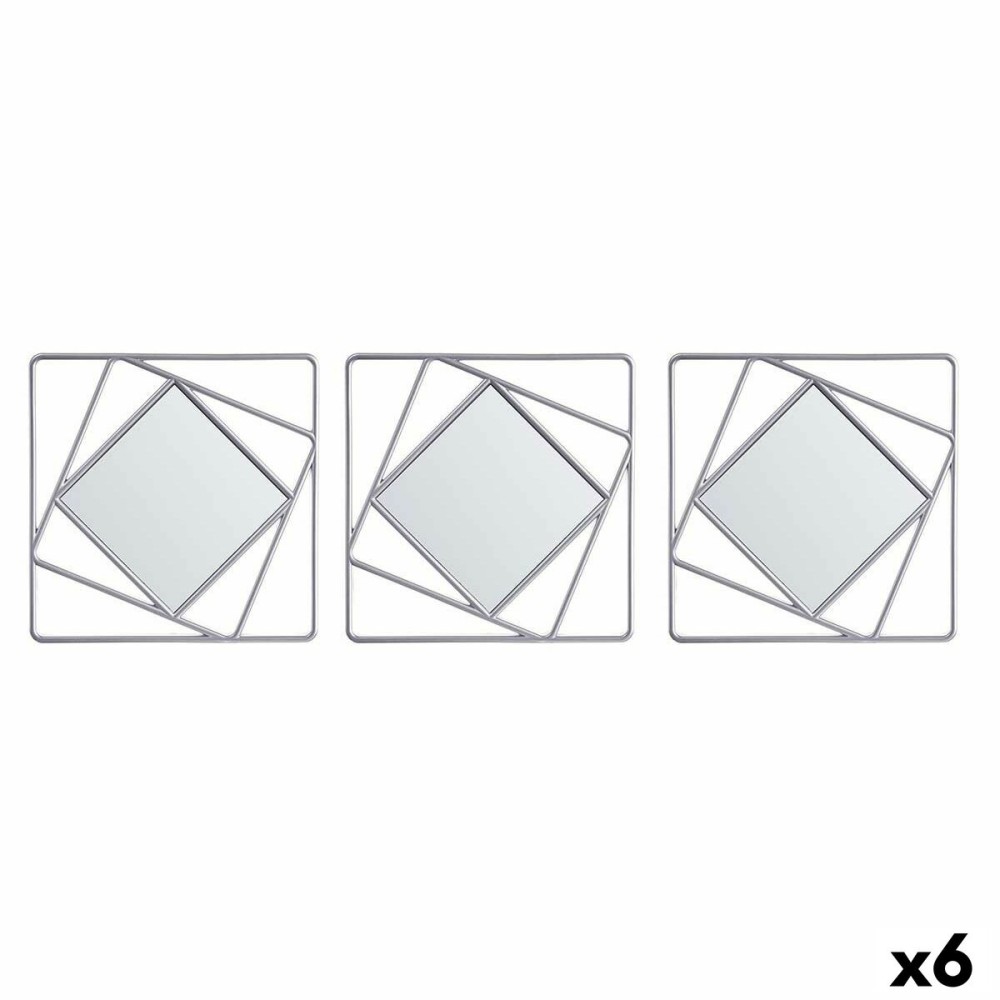 Παιχνίδι Καθρεφτών Τετράγωνο Αφηρημένο Ασημί πολυπροπυλένιο 78 x 26 x 2,5 cm (x6)