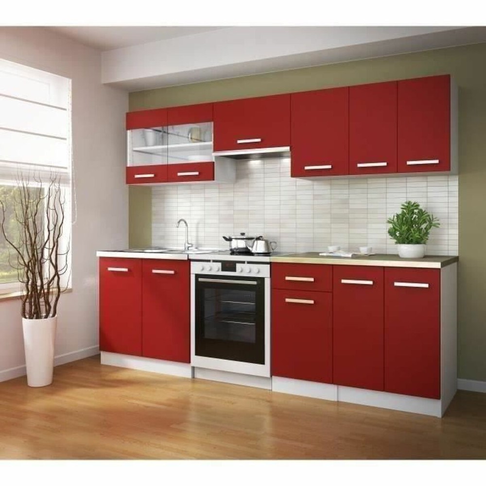 Ντουλάπι κουζίνας Κόκκινο PVC Κρυστάλλινο Πλαστική ύλη μελαμίνη 80 x 31 x 55 cm