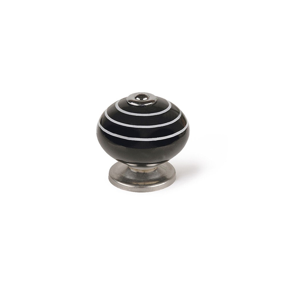 Κουμπί Rei e503 Στρόγγυλο Πορσελάνη Μαύρο Μέταλλο Λευκό 4 Μονάδες (Ø 40 x 36 mm)