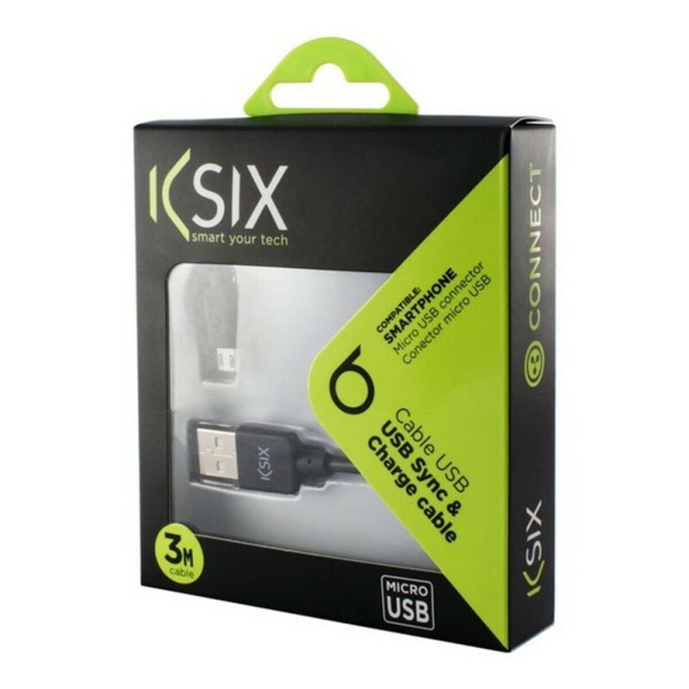 Καλώδιο USB σε micro USB KSIX B1740CU03 Μαύρο 3 m