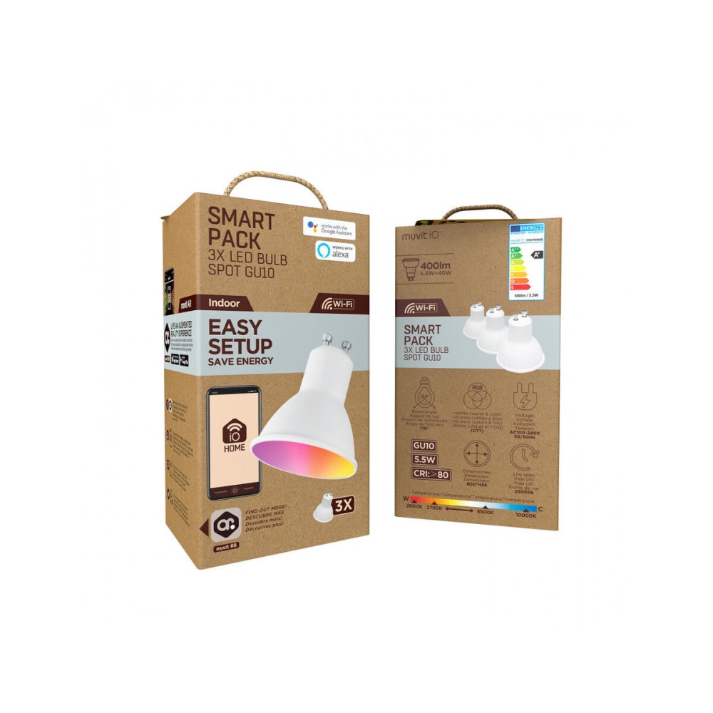 Έξυπνη Λάμπα Muvit iO Pack 3 5,5 W GU10 400 lm Wi-Fi LED 2700 K 6500 K