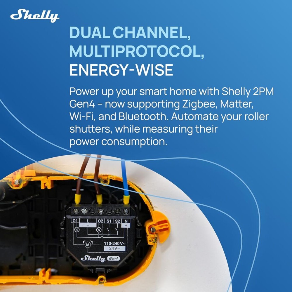 Έξυπνο Βύσμα Shelly SHELLY 2PM GEN4 X4 Wi-Fi 230 V 10 A (4 Μονάδες)