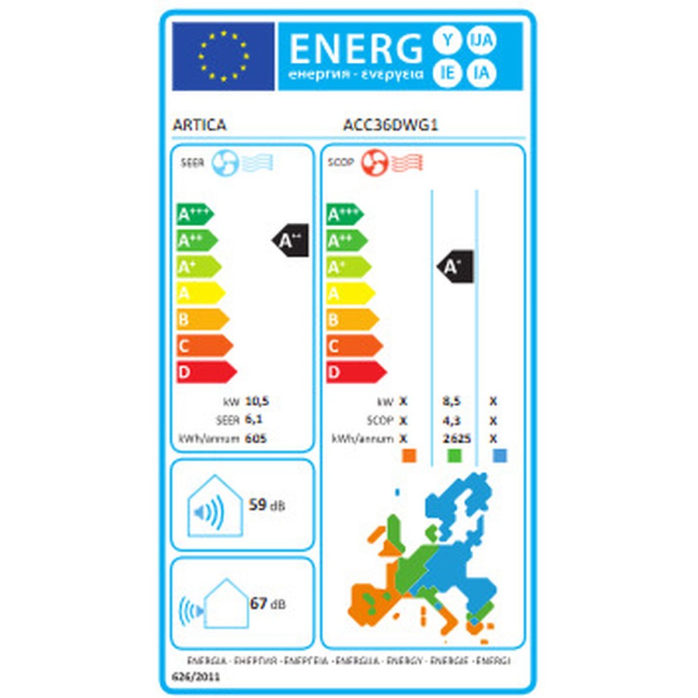 Κλιματιστικό μέσω Αεραγωγών Artica ACC36DWG1 Wi-Fi 10000 W