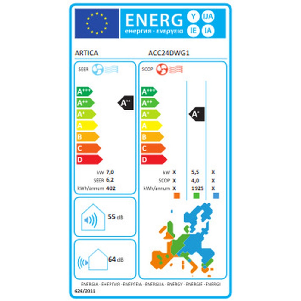 Κλιματιστικό μέσω Αεραγωγών Artica ACC24DWG1 Wi-Fi A++ 6800 W