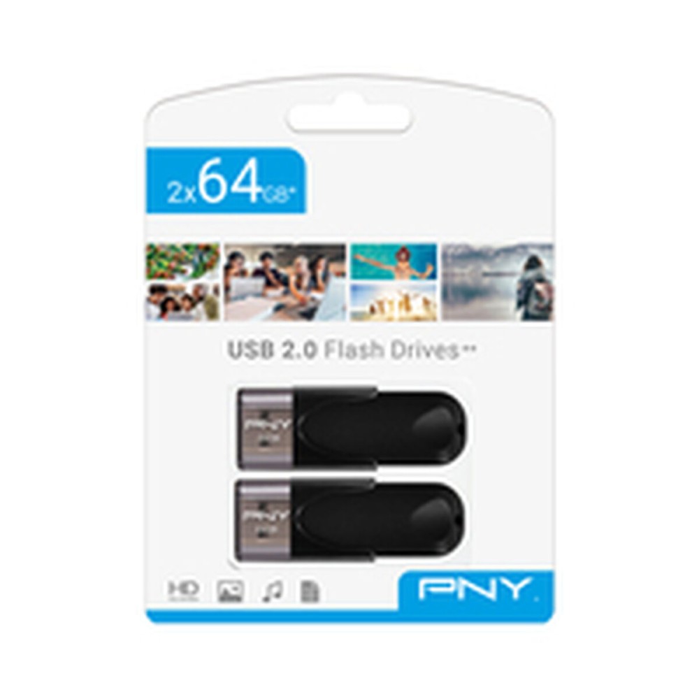 Στικάκι USB PNY FD64GATT4X2-EF Μαύρο 64 GB (x2)