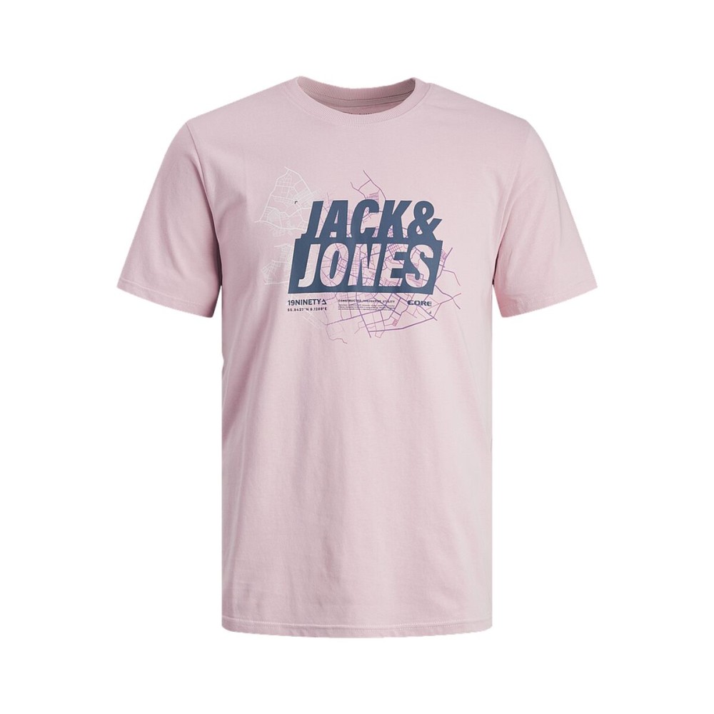 Ανδρική Μπλούζα με Κοντό Μανίκι Jack & Jones JCOMAP SUMMER LOGO 12257908 Ροζ